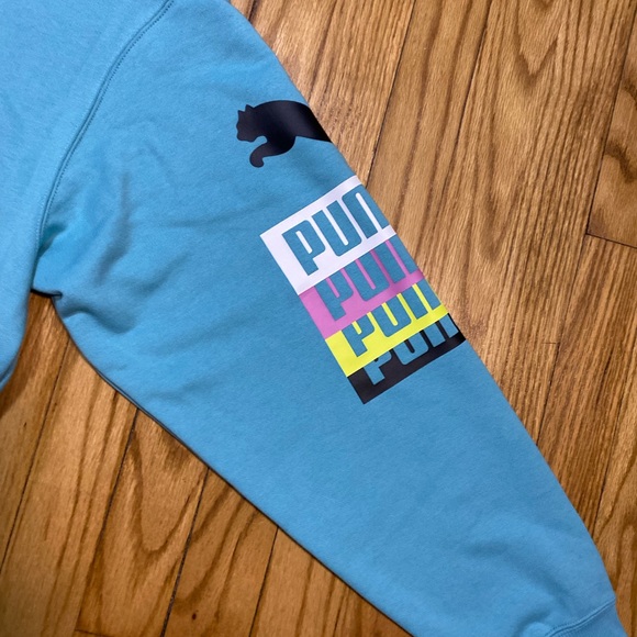 PUMA Brand Love Multiplacement Hoodie Porcelain Blue Men’s Sz L New! - Picture 8 of 9